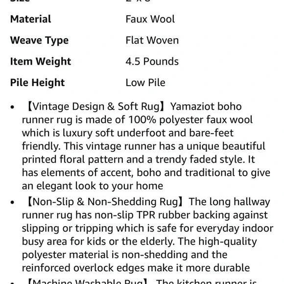 Yamaziot Boho Runner Rug 2x8 - Picture 2 of 5